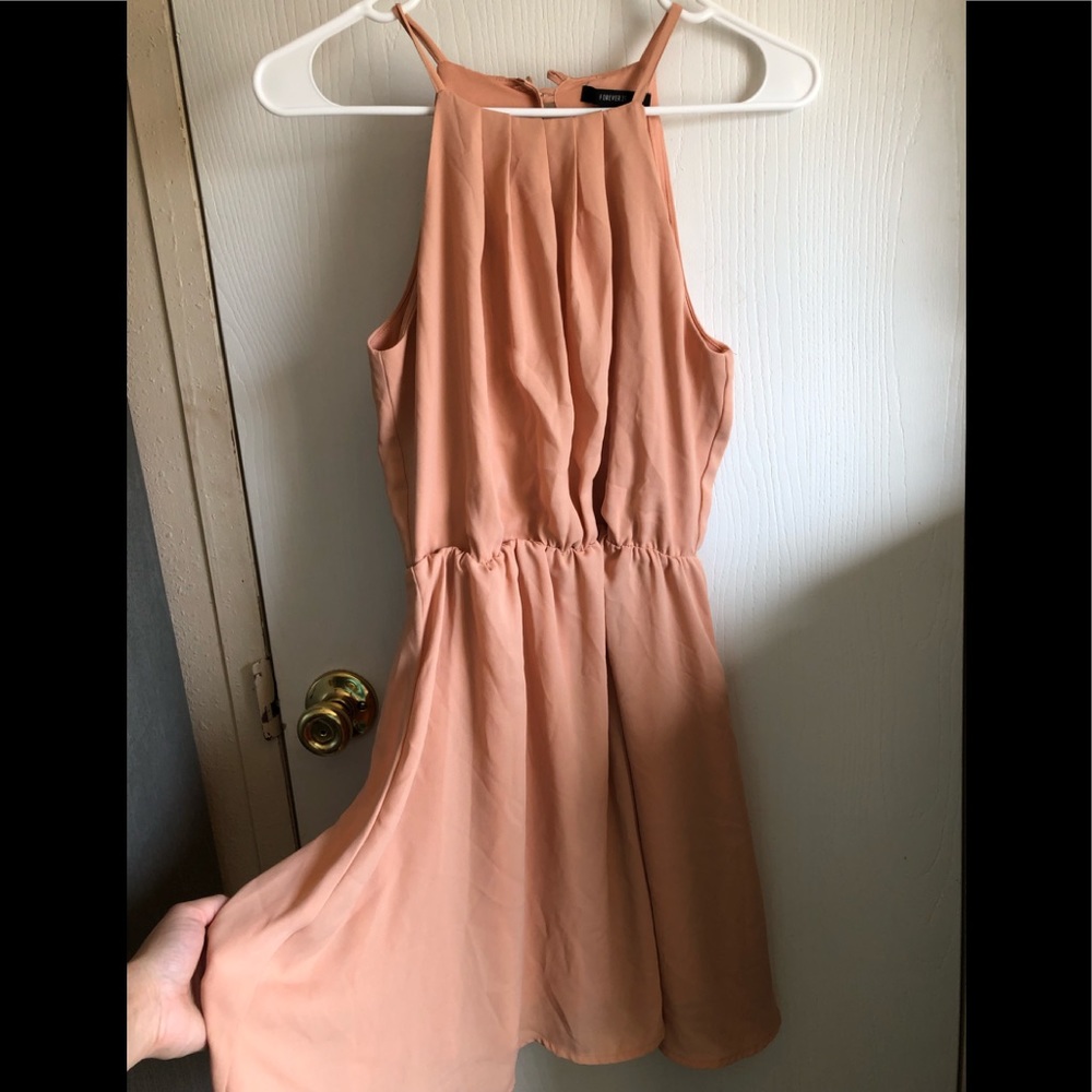Pink chiffon halter dress